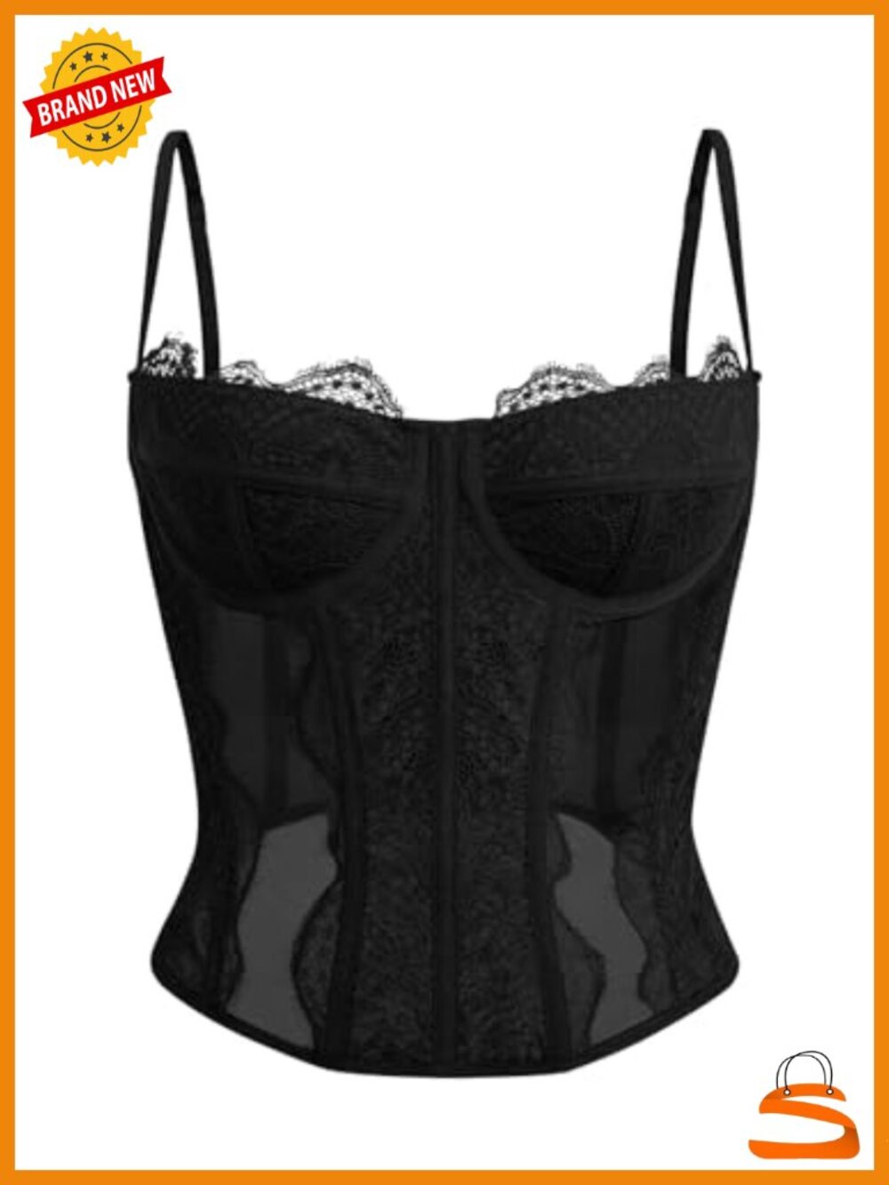 Lace Mesh Corset Crop Top Bustier Going Out Party Tank Strap